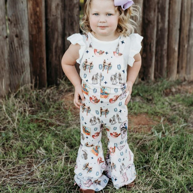 Pink Vintage Cowgirl Bell Overalls, Size 0M-5T (Pack of 6)