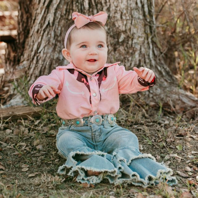 Yeehaw Cowgirl Pearl Snap Long Sleeve Onesie, Size 0-2T  (Pack of 8)