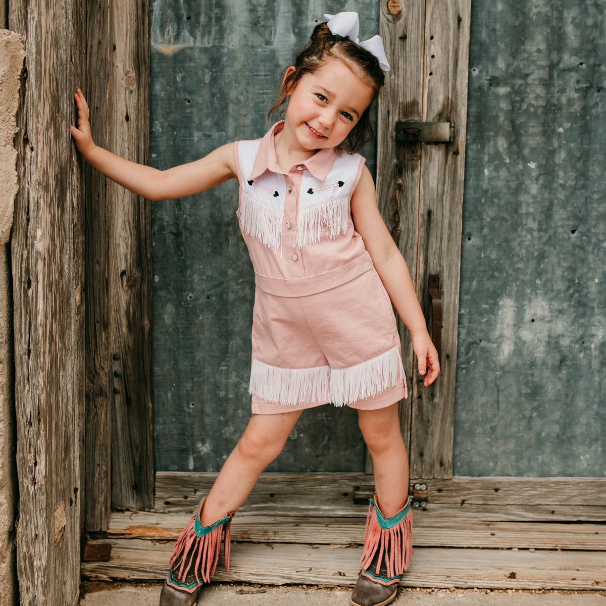 Pink Denim Rompers, 6-12-5T ( Sold in pack of 6)