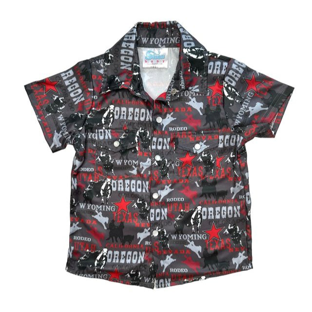 Rodeo Road Black SS Pearl Snap Shirt, Size 2T-5T (Sold pack of 8)