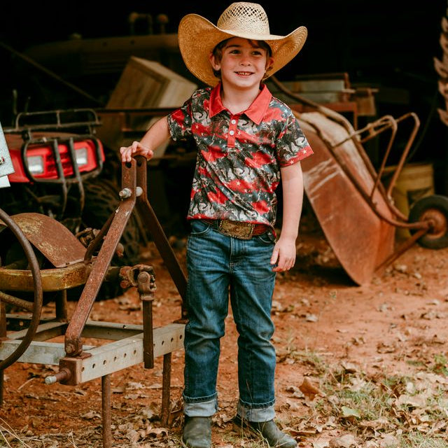 USA Cowboy SS Polo Shirt, Size 2T-5T (Sold pack of 8)