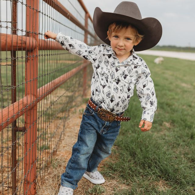 Western Diamond LS Pearl Snap Shirt, Size 6-7 (Sold pack of 4)