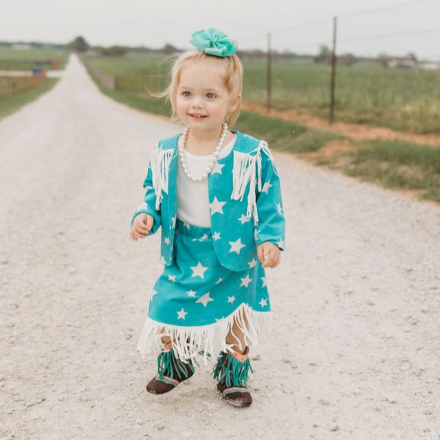 Star Suede Turq/White Set, Size 0M-5T (Sold pack of 6)
