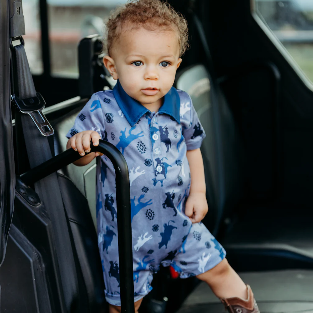 Boys Roughstock Romper, 0-12-18M (Sold in Pack of 6)
