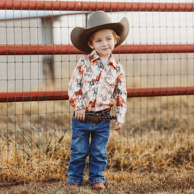 Traveling Cowboy LS Pearl Snap Shirt, Size 2T-5T (Sold pack of 8)