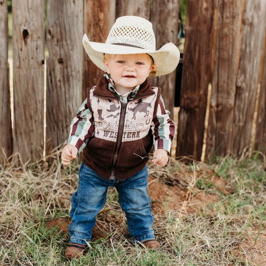 Western Rodeo Fleece Vest, 0M-5T (Sold pack of 6)