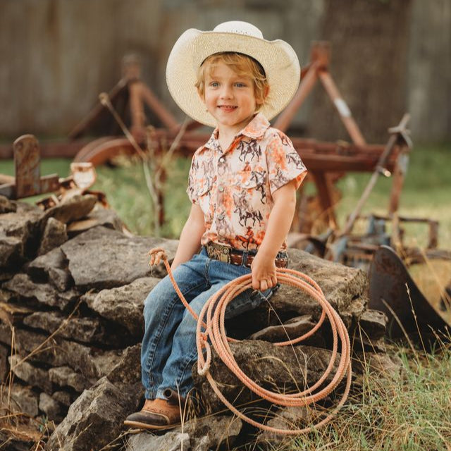 Traveling Cowboy Pearl Snap SS Shirt, Size 6-7 (Sold pack of 4)