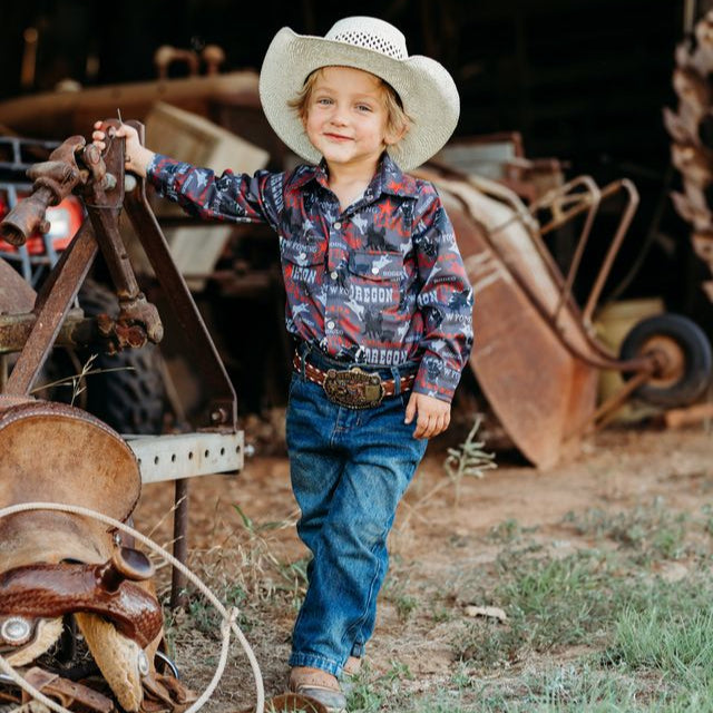 Rodeo Road Black LS Pearl Snap Shirt, Size 6-7T (Sold pack of 4)