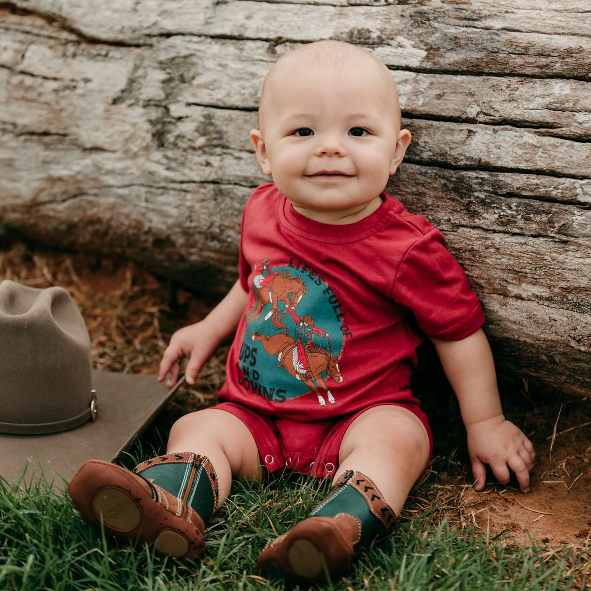 UPS & DOWNS MAROON ROMPER, 0-2T (Sold in pack 8)