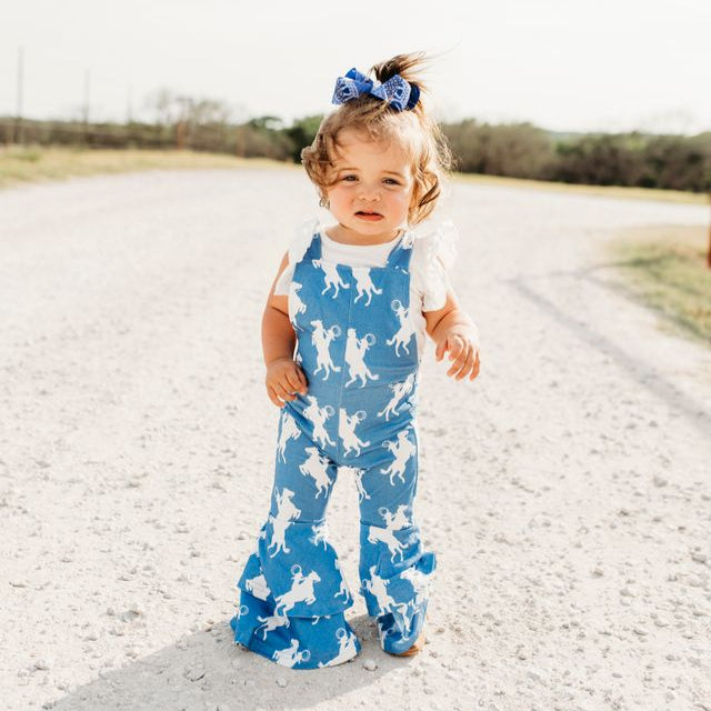 Rearing Horse Bell Overalls, Size 0-5T (Pack of 6)