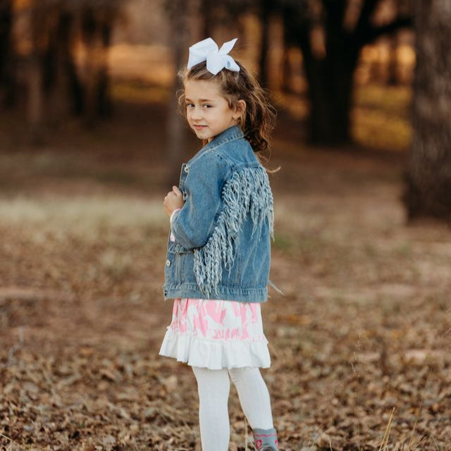 Denim Fringe Jacket Size 6-7 (Sold pack of 2)