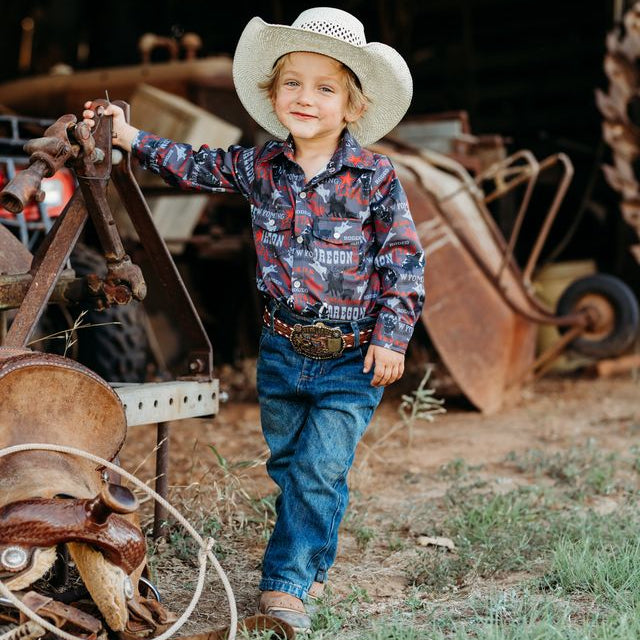 Rodeo Road Black LS Pearl Snap Shirt, Size 6-7 (Sold pack of 4)