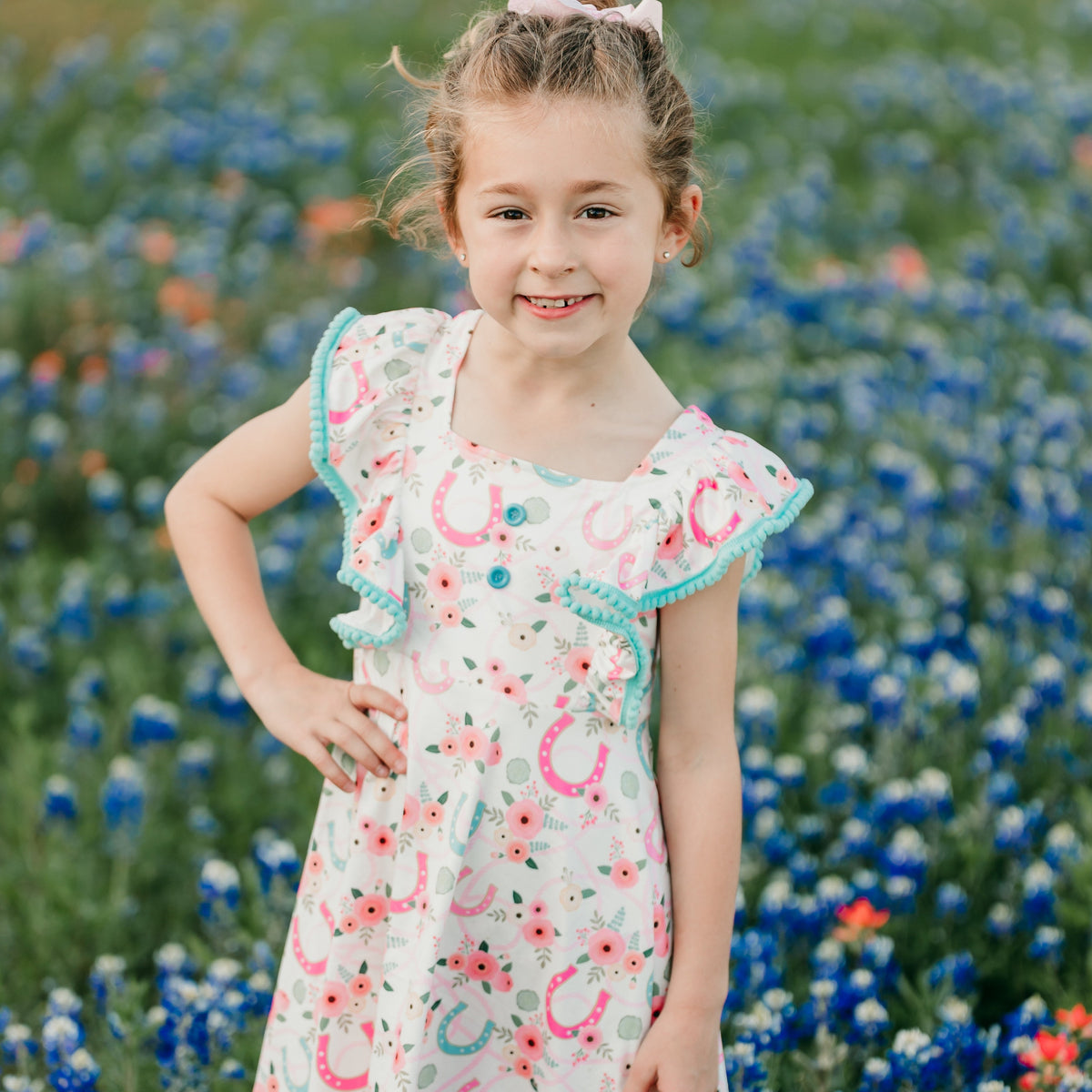 Floral Horseshoe Dress, 0-5T ( Sold pack of 7)