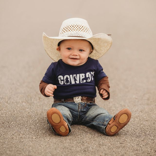 Cowboy LS Graphic Tee Onesie, 0-18M (Sold pack of 6)