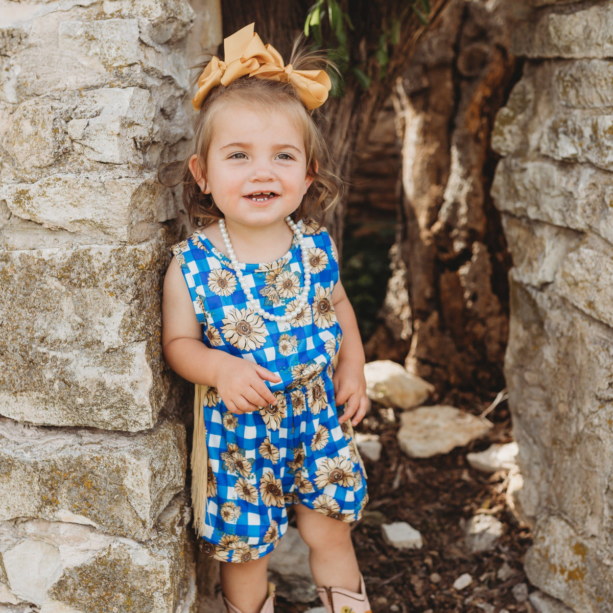 Sunflower Fringe Romper, 0-5T (Sold pack of 7)