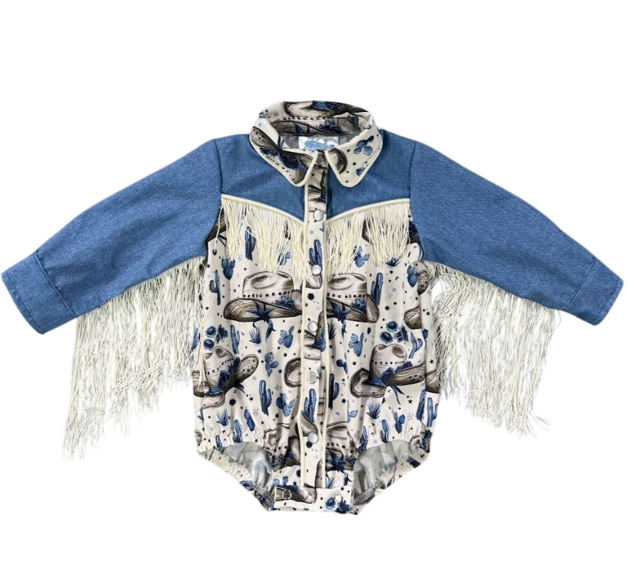 Rancher Cowgirl Pearl Snap LS Onesie, 0-2T (Sold pack of 8)