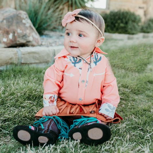 Cactus Pearl Snap Long Sleeve Vintage Onesie, Size 0-2T (Pack of 8)