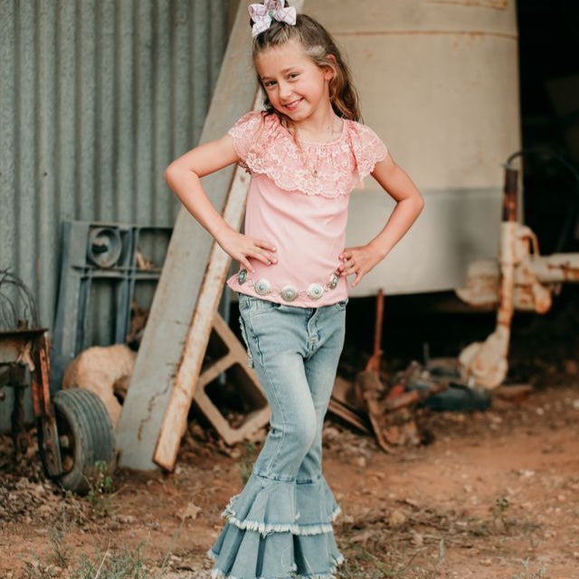 Pink Lace Shirt, Size 3T-5T (Sold pack of 6)