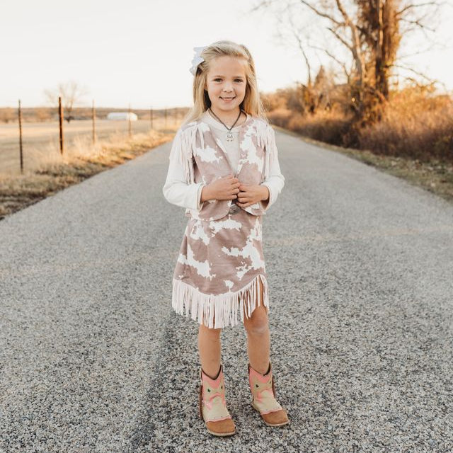 Brown Cowprint Set, Size 6-7T (Sold pack of 2)