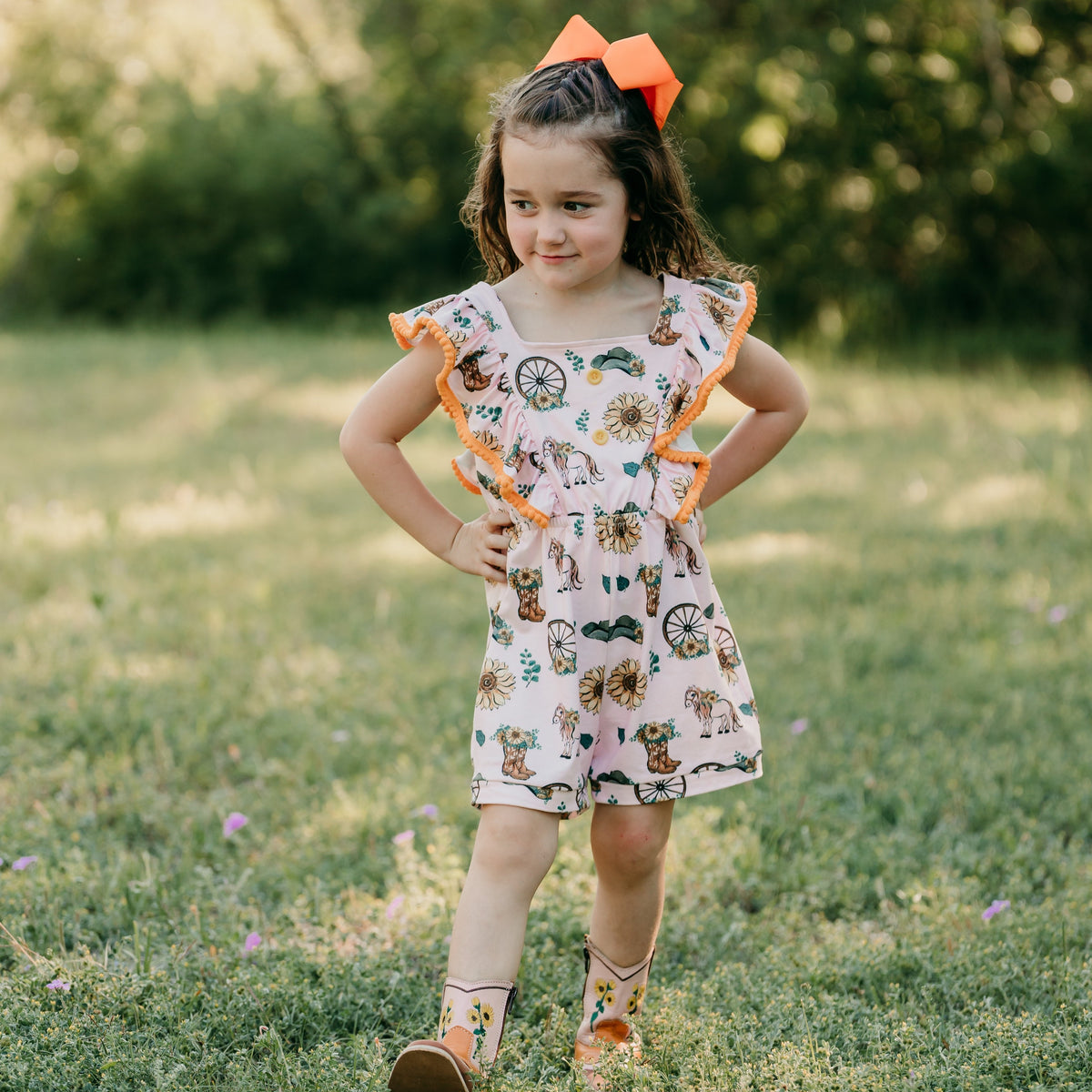 Sunflower Shorts Romper, 2T-5T (Sold pack of 8)
