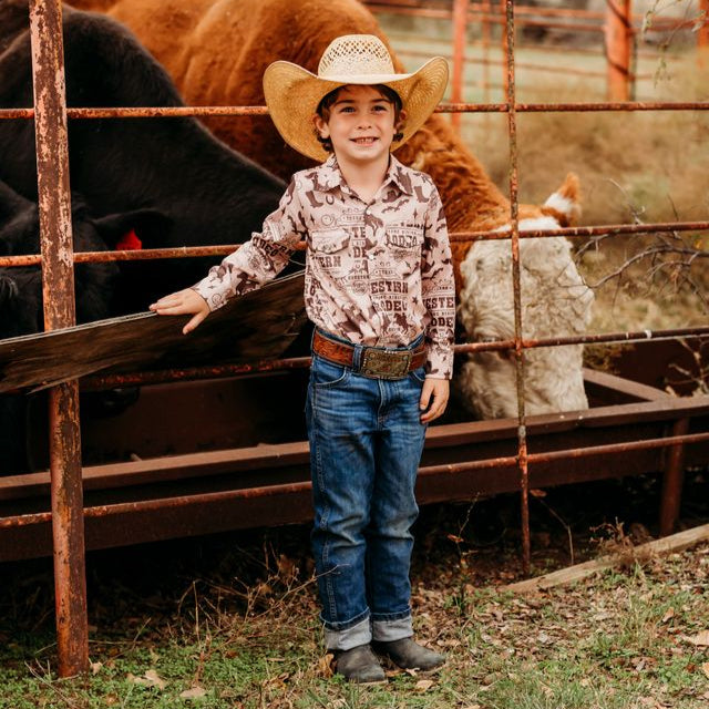 Western Rodeo LS Pearl Snap Shirt, Size 6-7 (Sold pack of 4)
