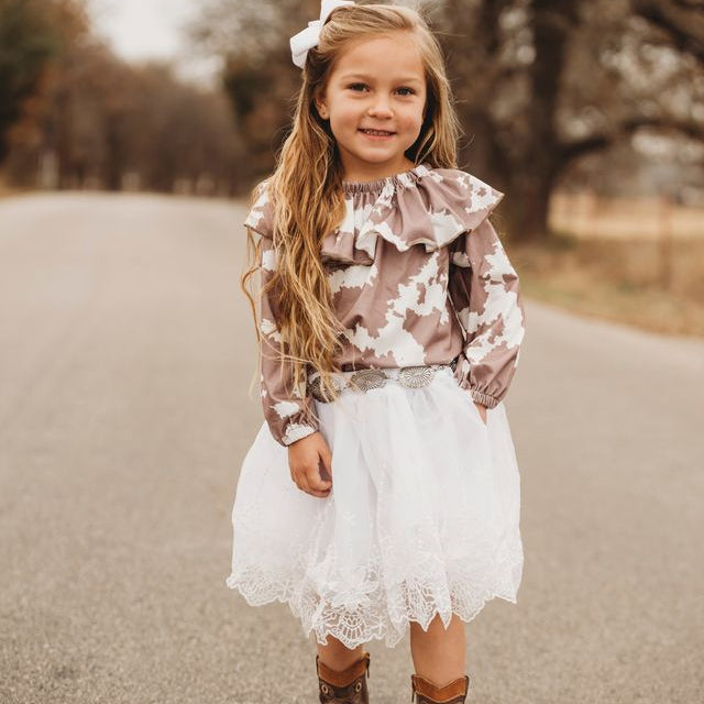 Brown Cowprint LS Shirt Size 3T-5T (Sold pack of 6)