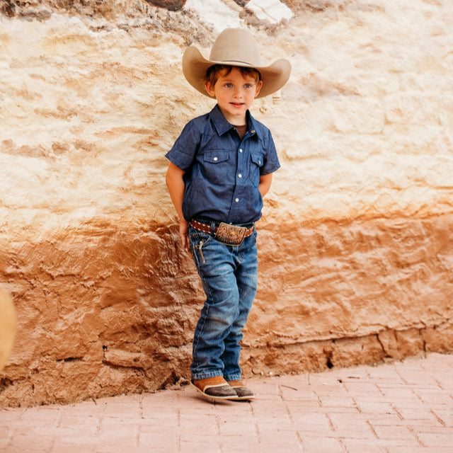 Dark Denim SS Pearl Snap Shirt, 6-7 (Sold pack of 4)