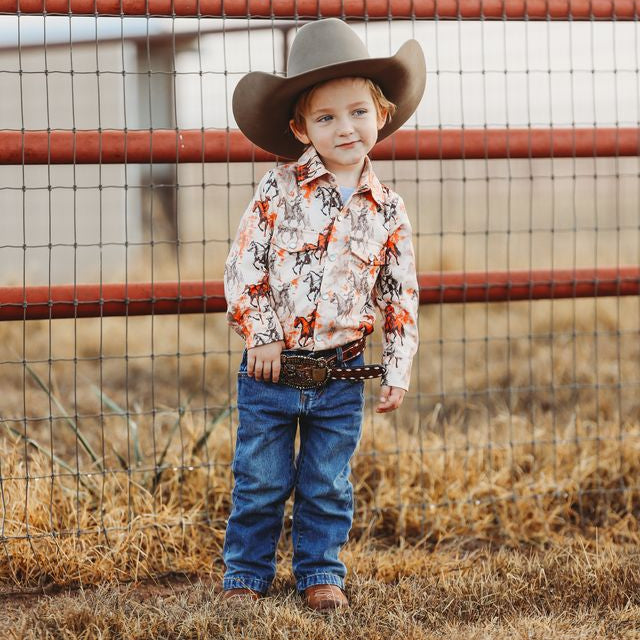 Traveling Cowboy LS Pearl Snap Shirt, Size 2T-5T (Sold pack of 8)