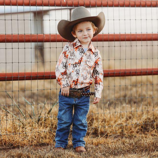 Traveling Cowboy LS Pearl Snap Shirt, Size 6-7 (Sold pack of 4)
