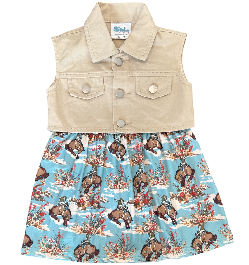 Two PC Bucking Bloom Vest & Dress Set, 6-7 (Sold pack of 2)