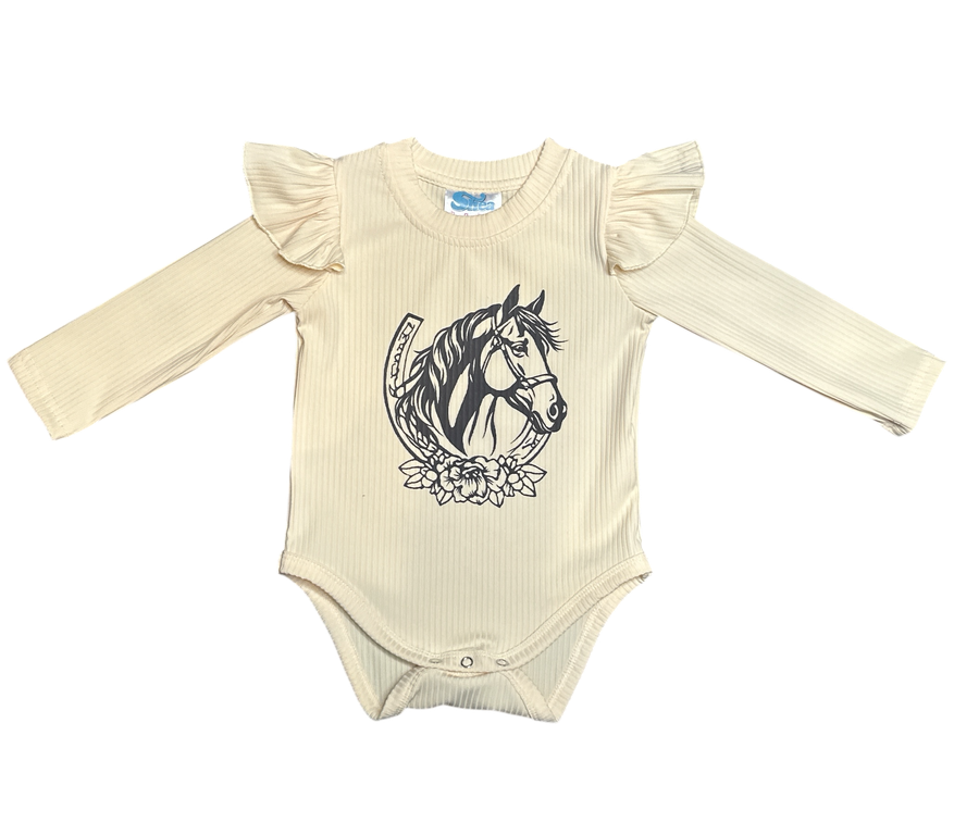 Horseshoe LS Onesie, Size 0-2T (Sold packs of 8)