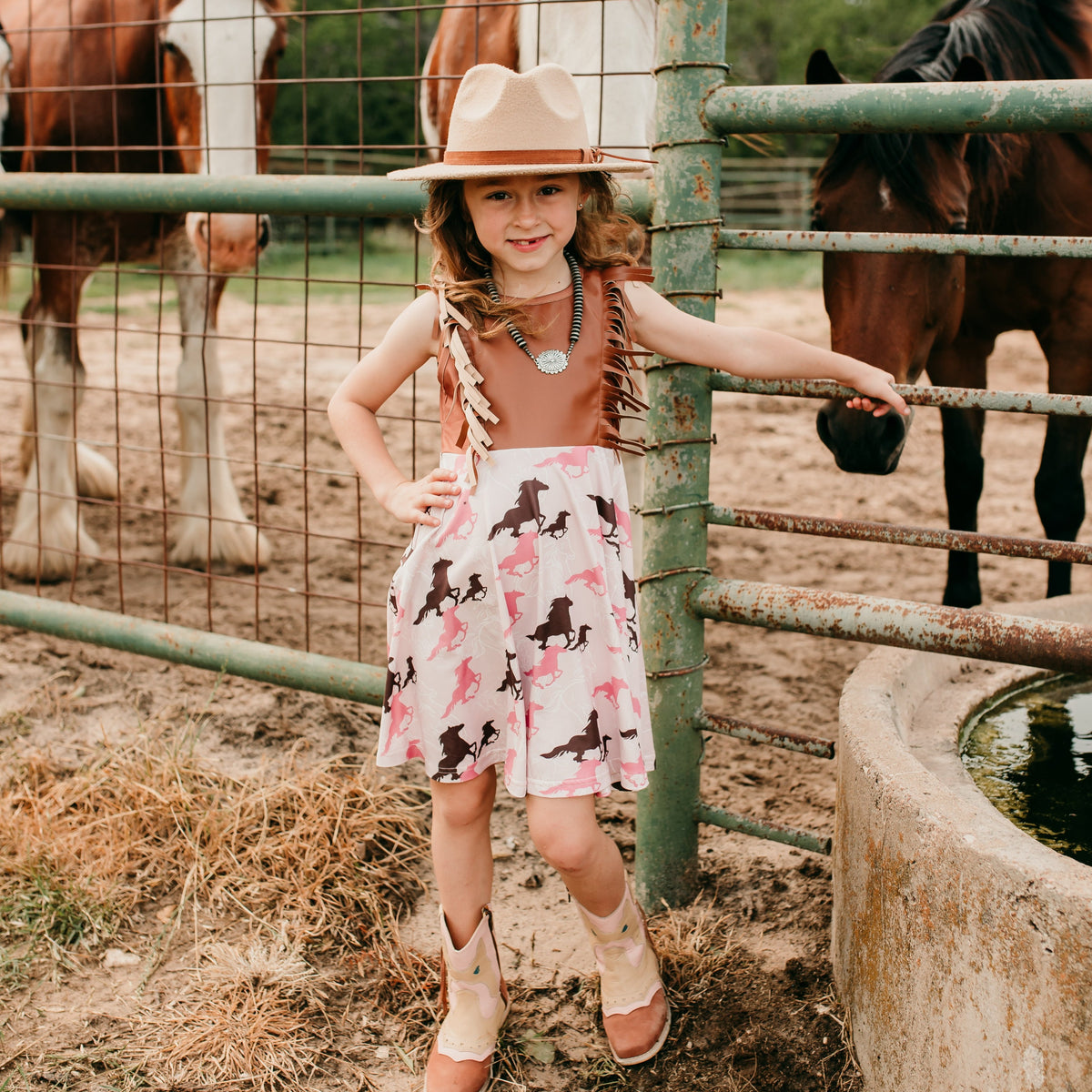 Running Horse Leather Top Fringe Dress, 0-5T (Sold pack of 7)