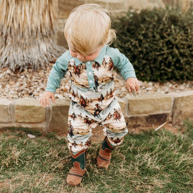 Sunrise Cowboy LS Romper, 0M-2T (Sold in pack of 8)