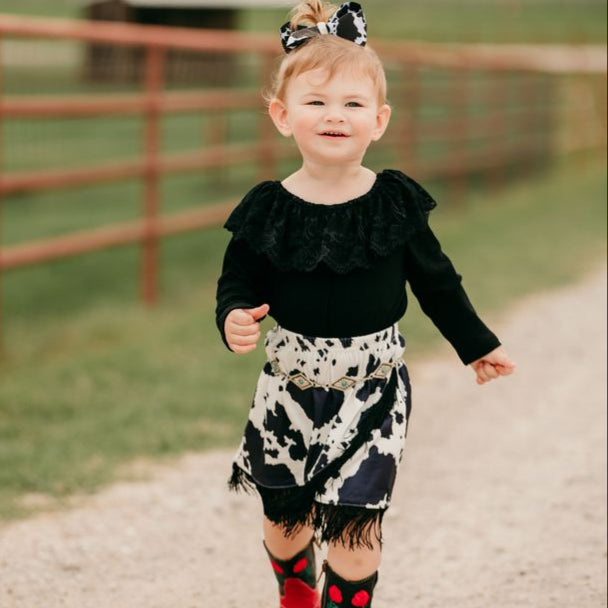 Black Lace LS Onesie, Size 0-2T (Sold pack of 8)