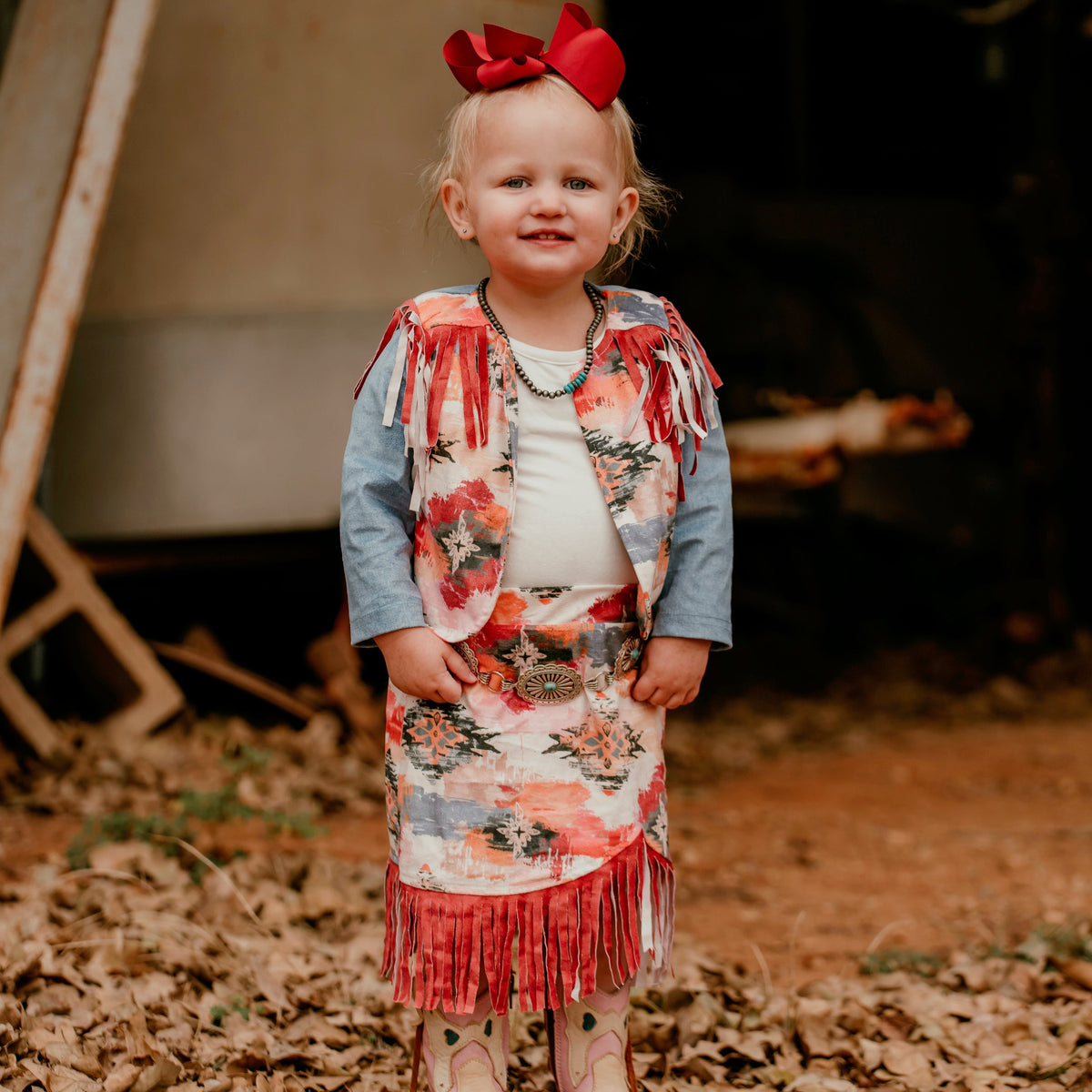 Aztec Denim & Fringe Set, 6-12M-5T (Sold in packs of 6)