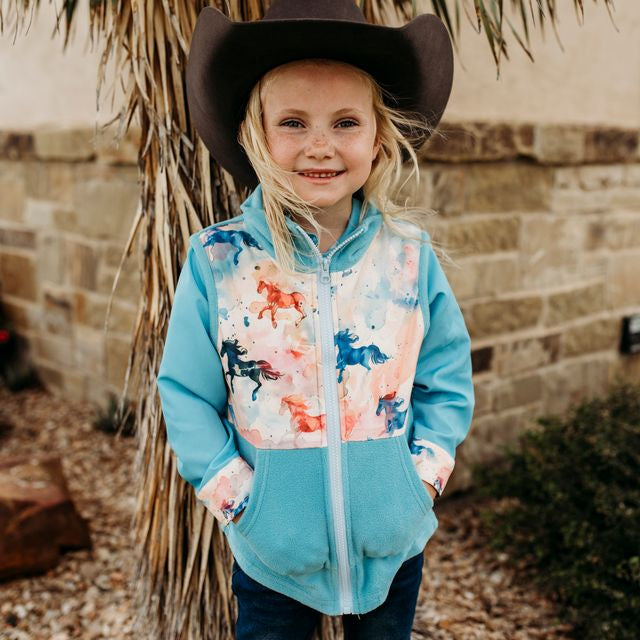 Watercolor Horse Fleece Vest, Size 6-7 (Sold in pack of 2)