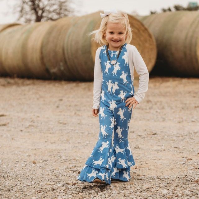 Rearing Horse Bell Overalls, Size 0-5T (Pack of 6)
