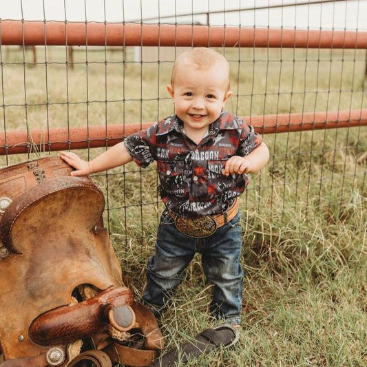 Rodeo Road Black SS Pearl Snap Onesie, Size 0-12-18M ( Sold pack of 6)
