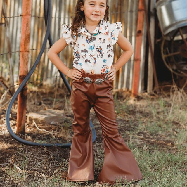 Brown Leather Bells, Size 6-7 (Sold pack of 2)