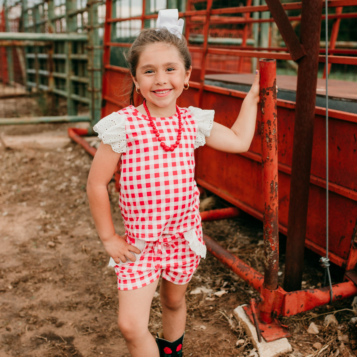 Red and White Plaid Shirt, 3T-5T (Sold pack of 6)