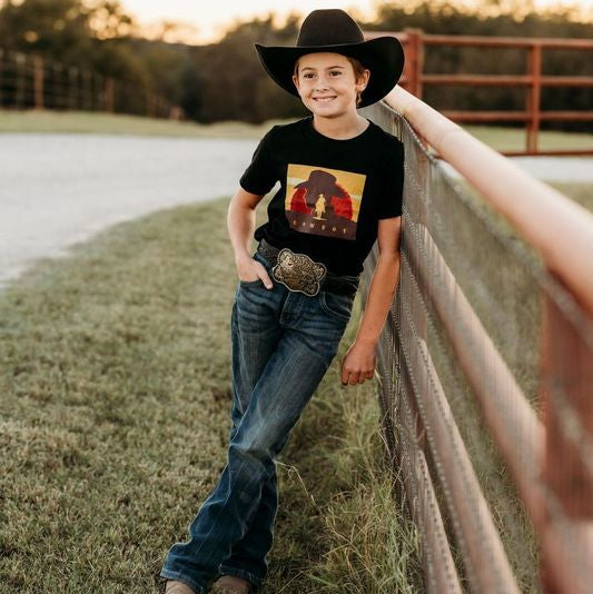 YOUTH Black Cowboy Shirt, Size 8-14 ( Sold pack of 8)
