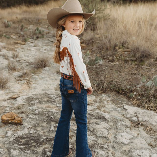 Desert Horizon Fringe Pearl Snap Long Sleeve Shirt, Size 3T-5T (Pack of 6)