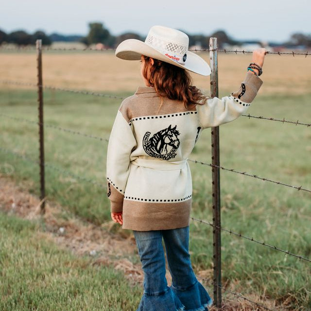 Horseshoe Long Cardigan Sweater, Size 6-7 (Sold in pack of 2)