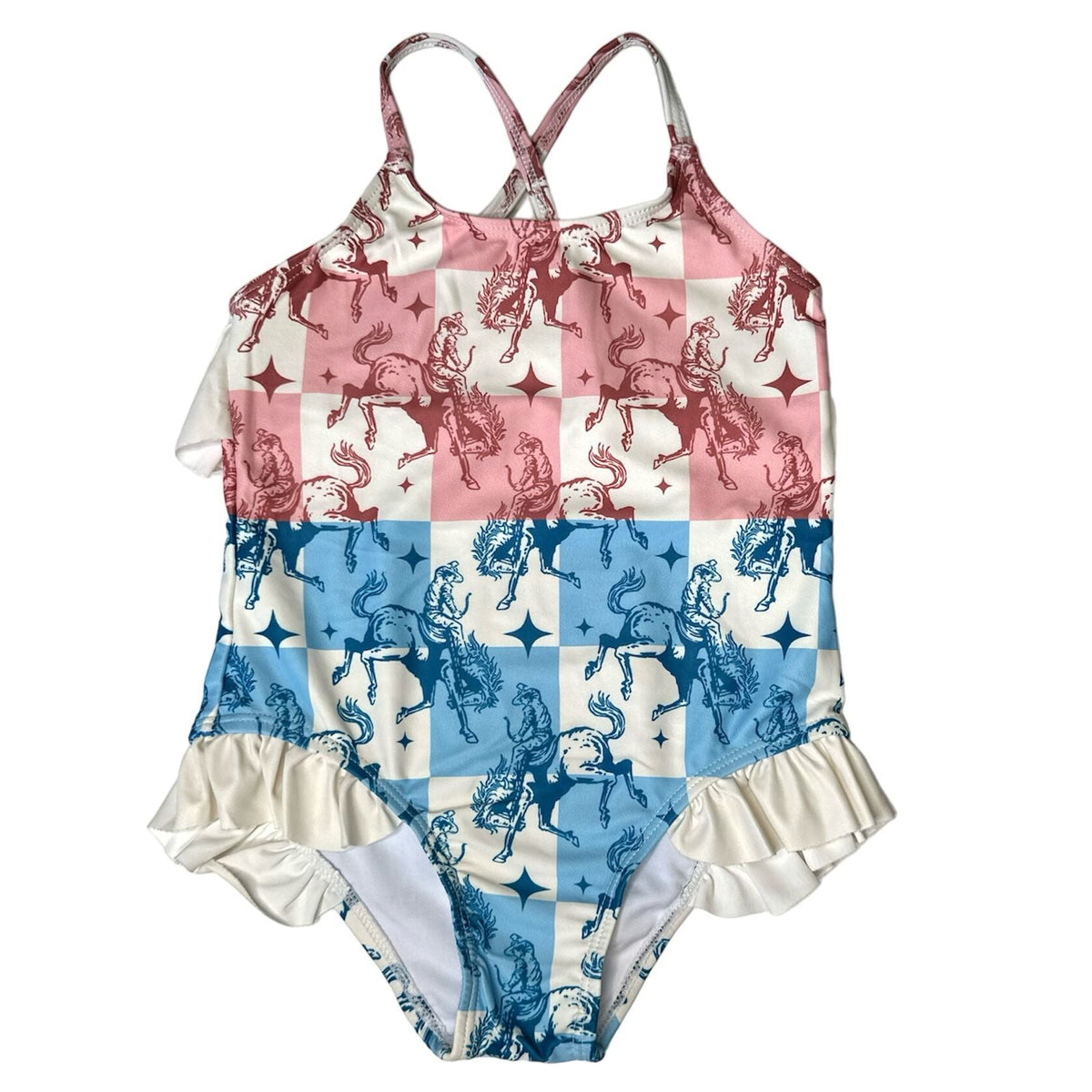 Bucking Horse Girls Swimsuit, Size 6-7 (Sold pack of 2)