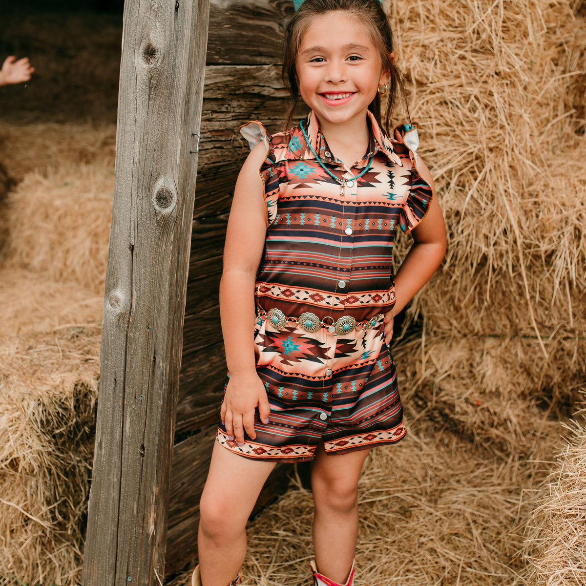 Aztec SS Pearl Snap Dress, 0-5T (Sold pack of 7)