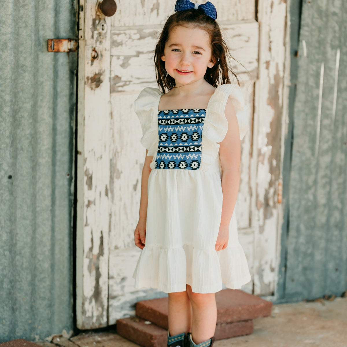 White Aztec Dress Size 6-7 (Sold pack of 2)