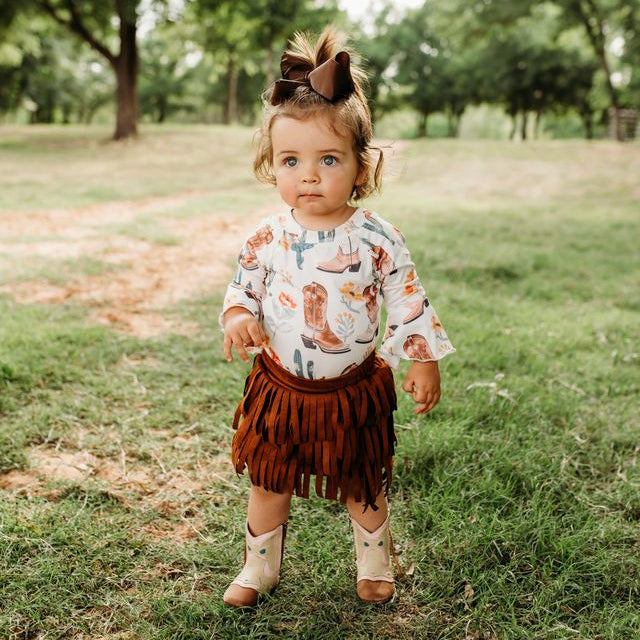 Cactus Bell Sleeve Onesie, Size 0-2T (Sold packs of 8)