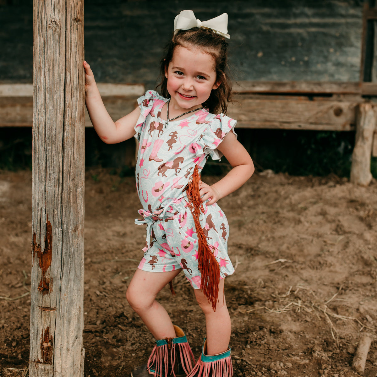 Turq Cowgirl w/t Fringe Shirt, 3T-5T (Sold pack of 6)
