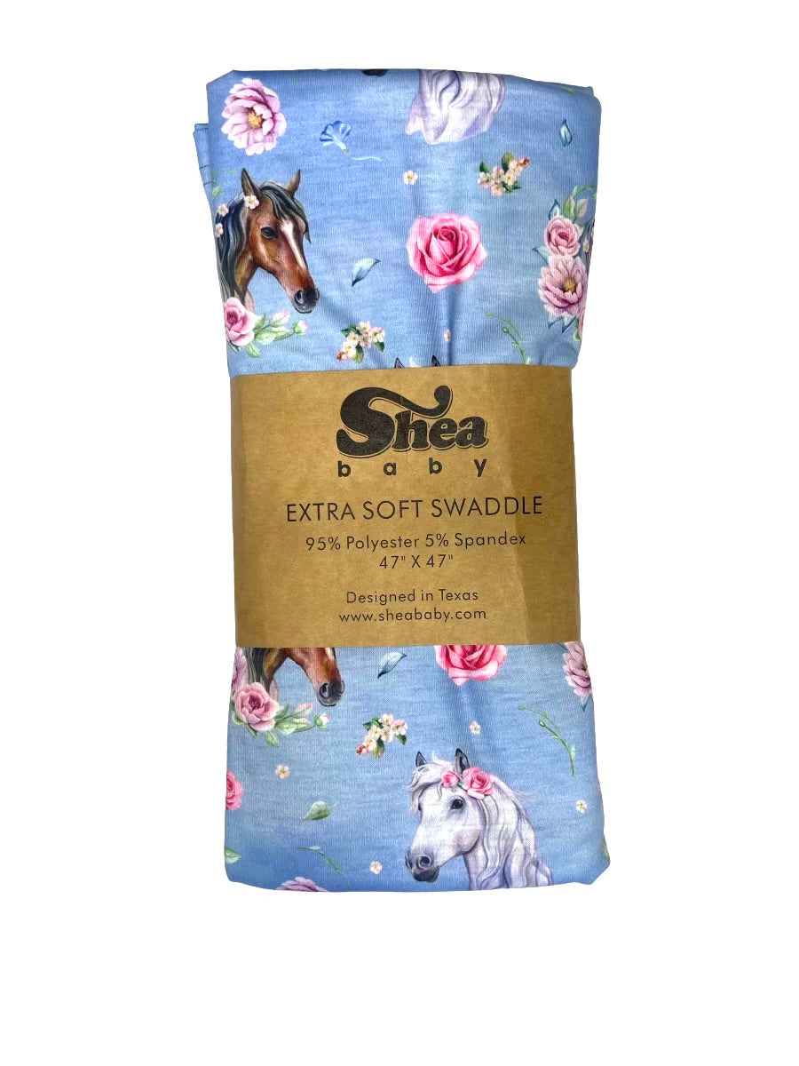 Blue Floral Horse Swaddle (Sold pack of 2)