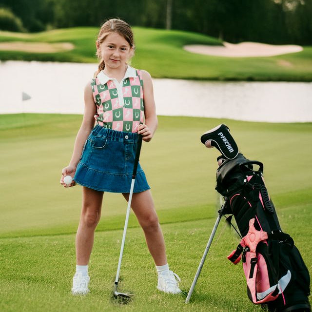 Checkered Horse Polo Shirt, Size 3T-5T (Sold pack of 6)